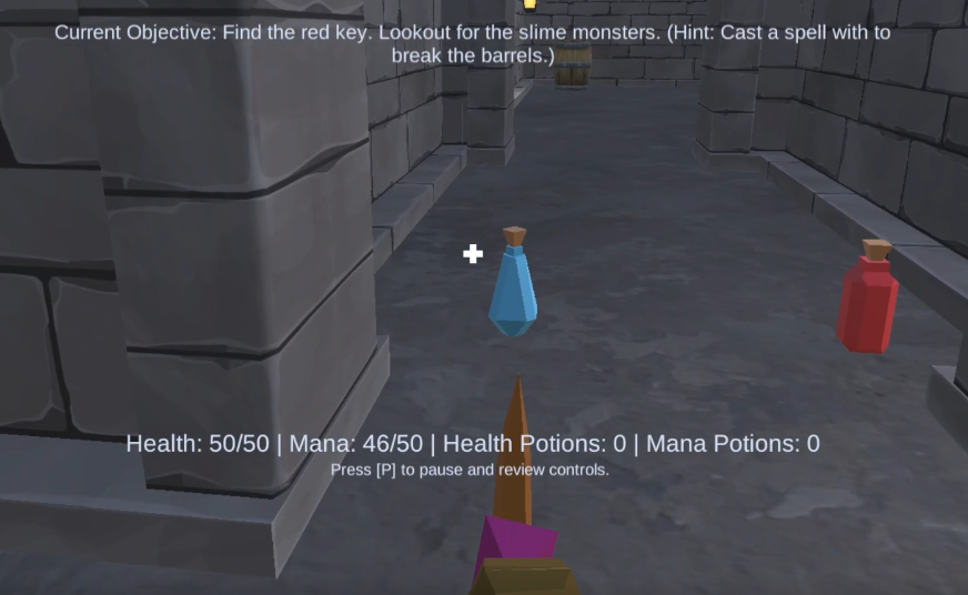 Potion pickups in Wizard Rescue